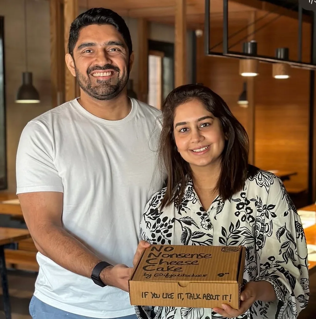 Babar and Zahra with a No Nonsense Cheese Cake